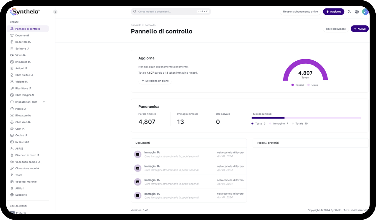 MagicAI Dashboard Mockup